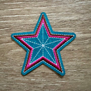 On A Whim Hats Teal & Pink Western Star Iron-On Patch