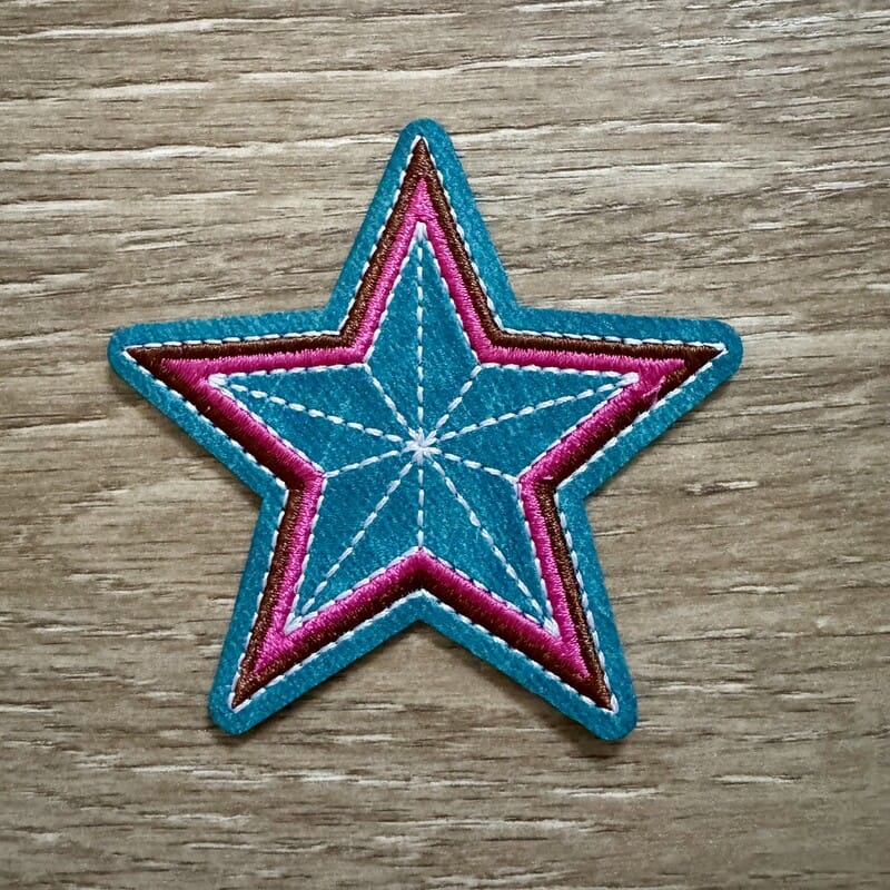 On A Whim Hats Teal & Pink Western Star Iron-On Patch