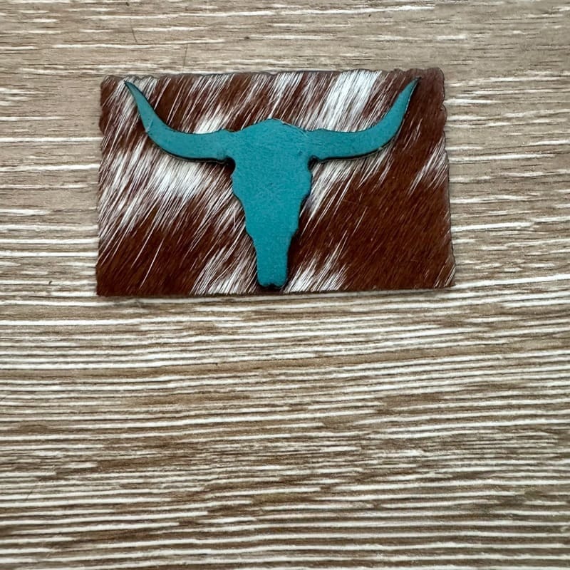 On A Whim Hats Teal Steer Genuine Cowhide and Leather Iron-On Patch