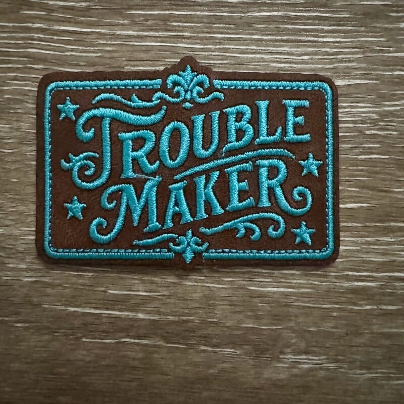 On A Whim Hats Trouble Maker Iron-On Patch