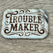 On A Whim Hats Troublemaker Genuine Cowhide Iron-On Patch