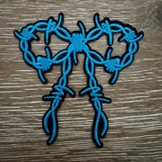 On A Whim Hats Turquoise Barbed Wire Bow Iron-On Patch
