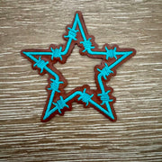 On A Whim Hats Turquoise Barbed Wire Star Iron-On Patch (2 styles)