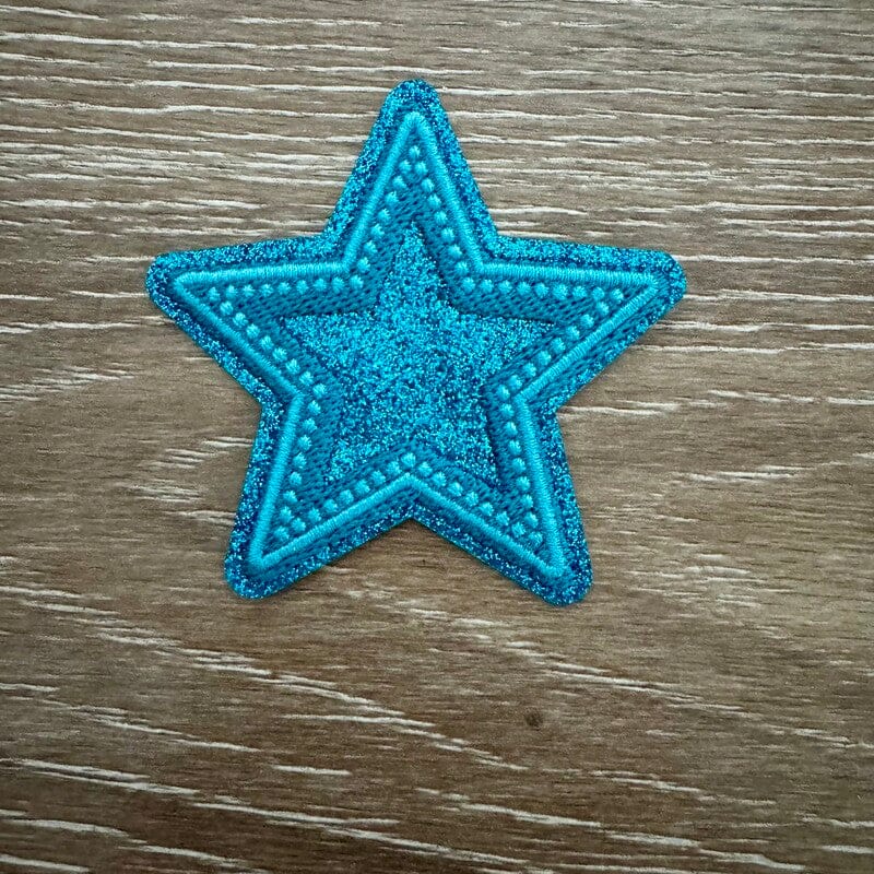 On A Whim Hats Turquoise Glitter Star Iron-On Patch