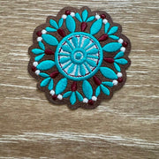 On A Whim Hats Turquoise Mandala Bloom Iron-On Patch