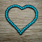 On A Whim Hats Turquoise Puff Heart Outline Iron-On Patch