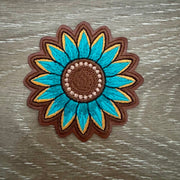 On A Whim Hats Turquoise Sunflower Iron-On Patch