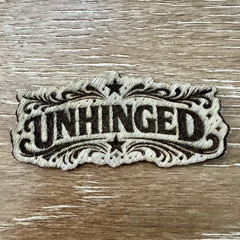 On A Whim Hats Unhinged Genuine Cowhide Iron-On Patch