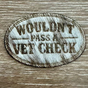 On A Whim Hats Vet Check Genuine Cowhide Iron-On Patch