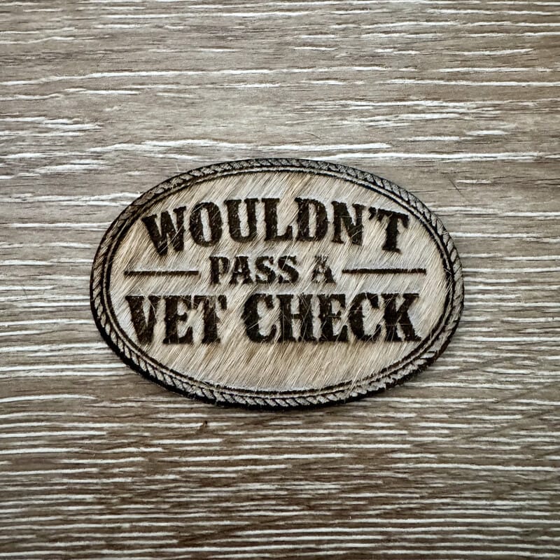 On A Whim Hats Vet Check Genuine Cowhide Iron-On Patch