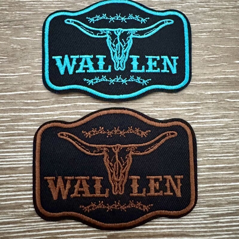 On A Whim Hats Wallen Longhorn Iron-On Patch Duo