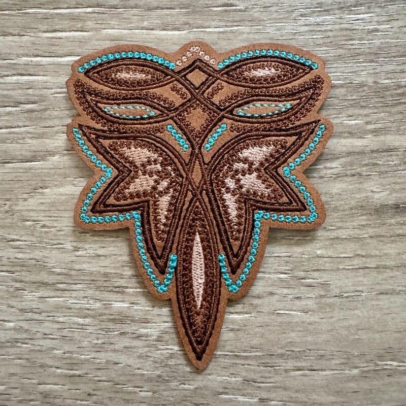 On A Whim Hats Western Boot Stitch Leather Iron-On Patch