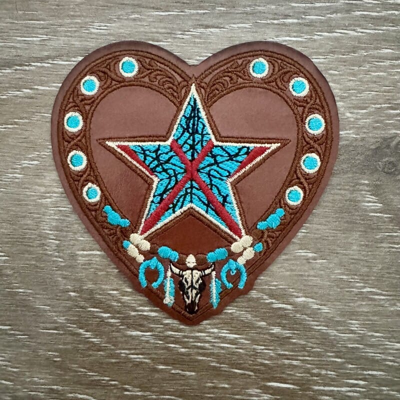 On A Whim Hats Western Heart &amp; Star Iron-On Patch