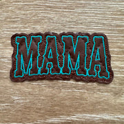 On A Whim Hats Western Mama Turquoise Outline Iron-On Patch