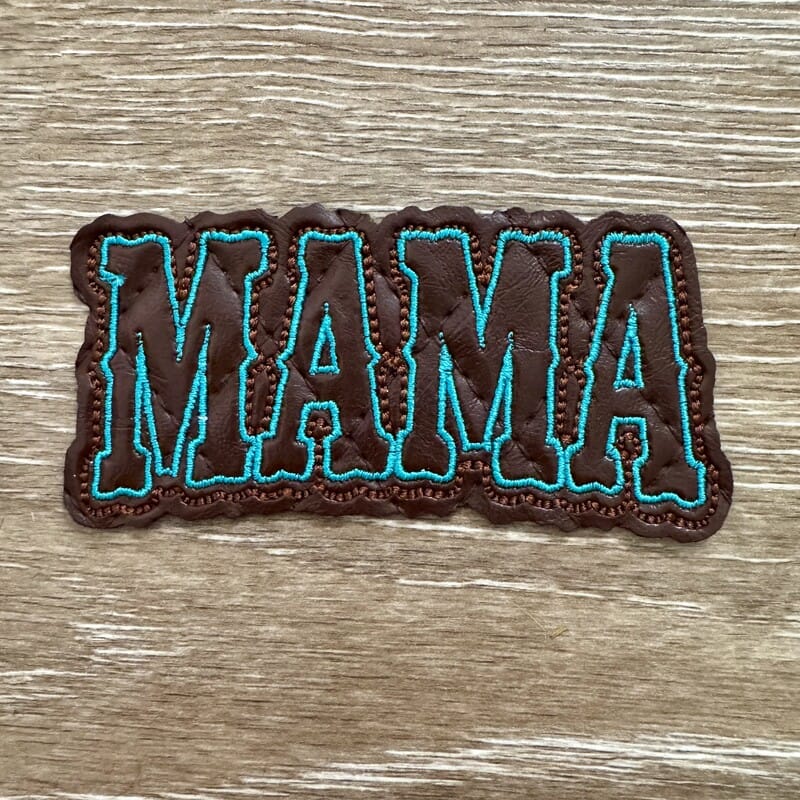 On A Whim Hats Western Mama Turquoise Outline Iron-On Patch