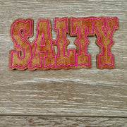 On A Whim Hats Western Salty Pink Outline Iron-On Patch