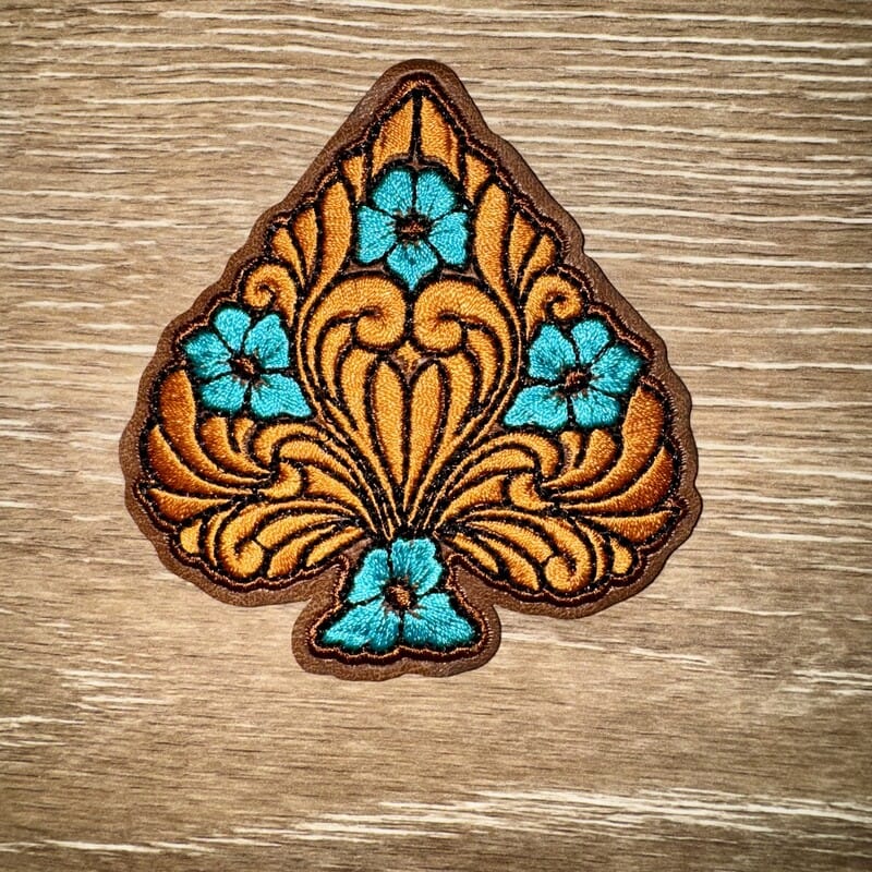 On A Whim Hats Western Tooled Spade Iron-On Patch