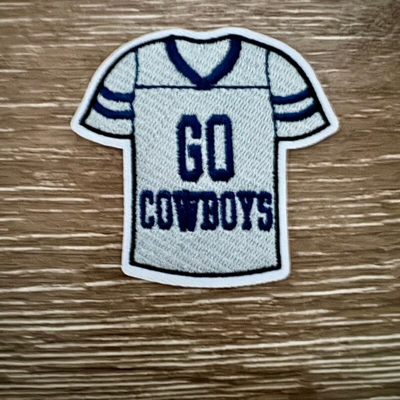 On A Whim Hats White and Navy Football Jersey Iron-On Patch