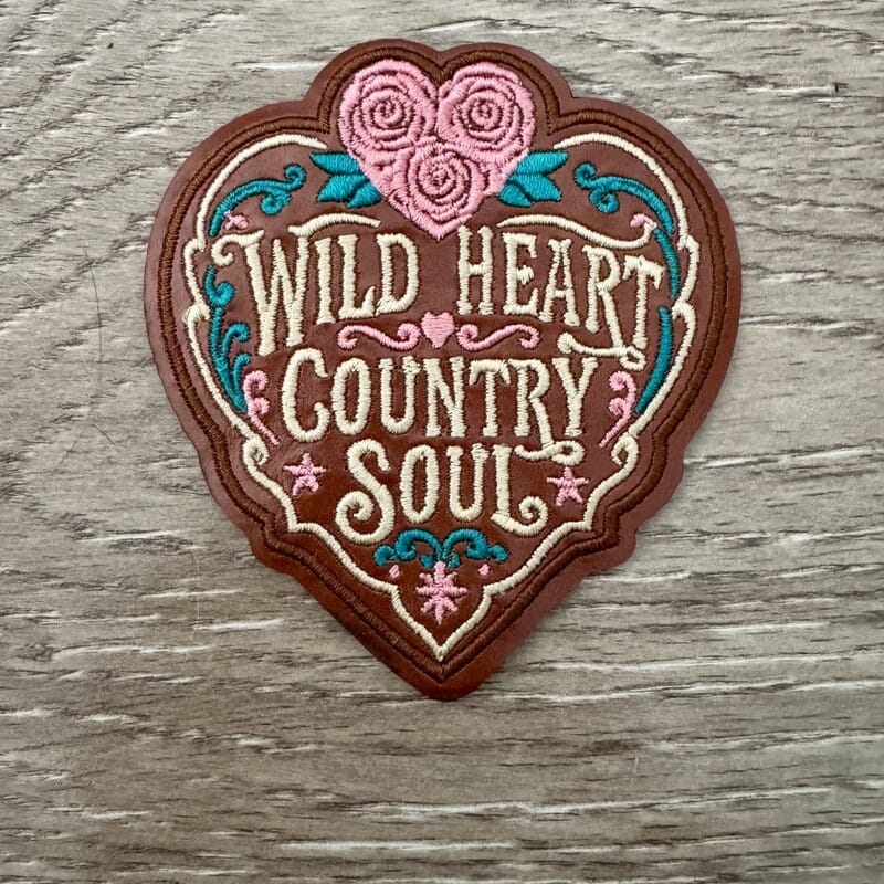On A Whim Hats Wild Heart Country Soul Leather Iron-On Patch