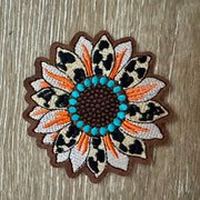 On A Whim Hats Wild Leopard Sunflower Iron-On Patch