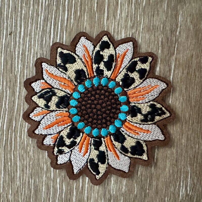 On A Whim Hats Wild Leopard Sunflower Iron-On Patch