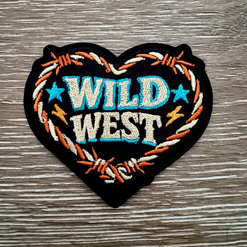 On A Whim Hats Wild West Barbed Wire Heart Iron-On Patch