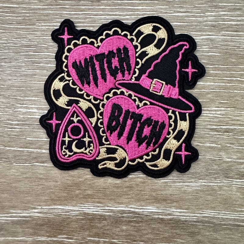 On A Whim Hats Witch B*tch Hearts and Ouija Planchette Iron-On Patch