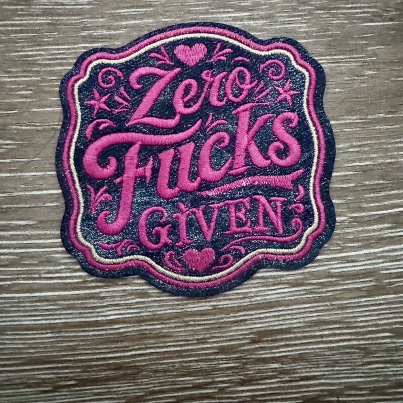 On A Whim Hats Zero F**ks Given Iron-On Patch