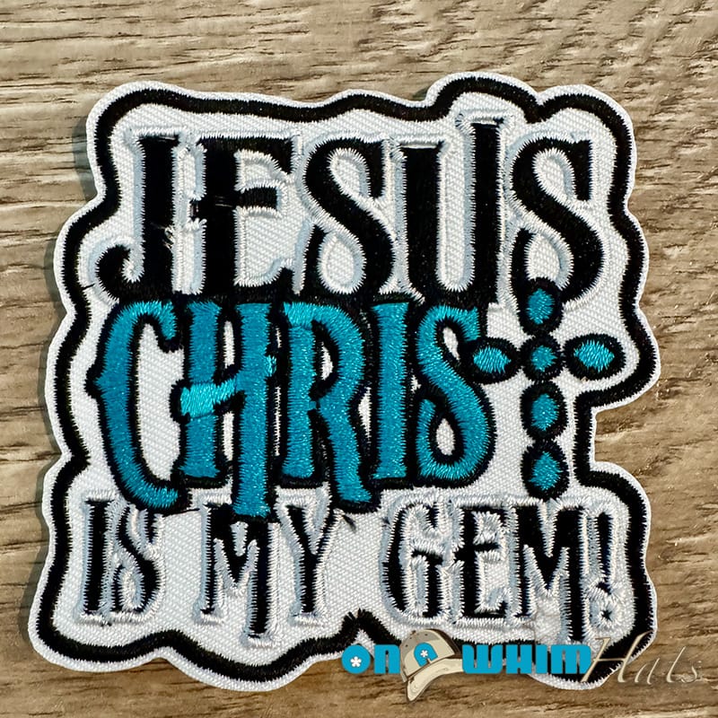 On A Whim Hats Jesus is my Gem Iron-On Patch