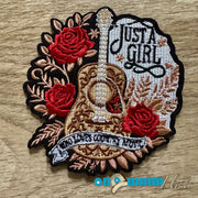 On A Whim Hats Just a Girl Embroidered Iron-On Patch