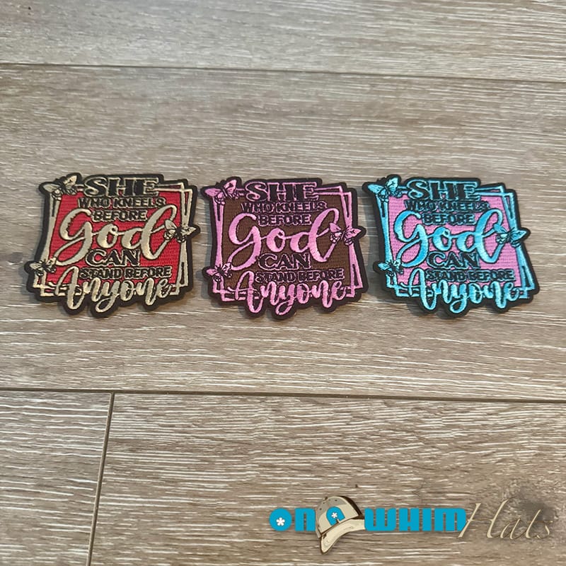 On A Whim Hats Kneel Before God Iron-On Patch