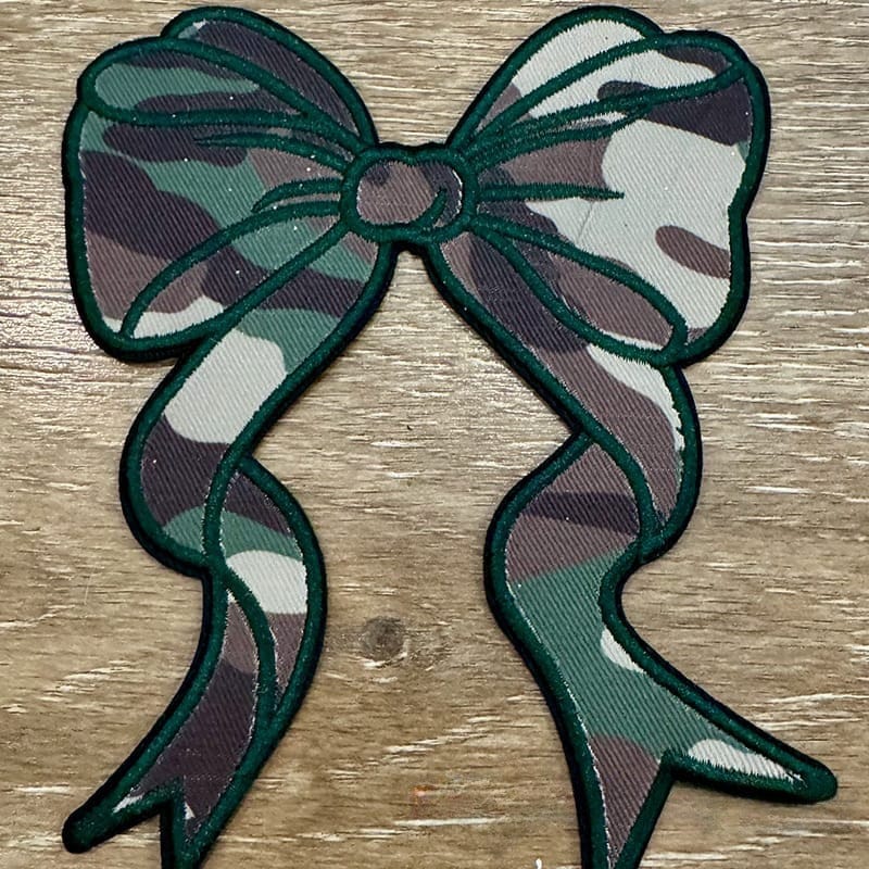 On A Whim Hats Large Camo Bow Iron-On Patch