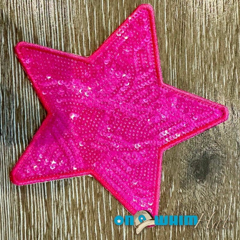 On A Whim Hats Large Hot Pink Sequin Star Iron-On Patch