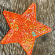 On A Whim Hats Large Orange Sequin Star Iron-On Patch