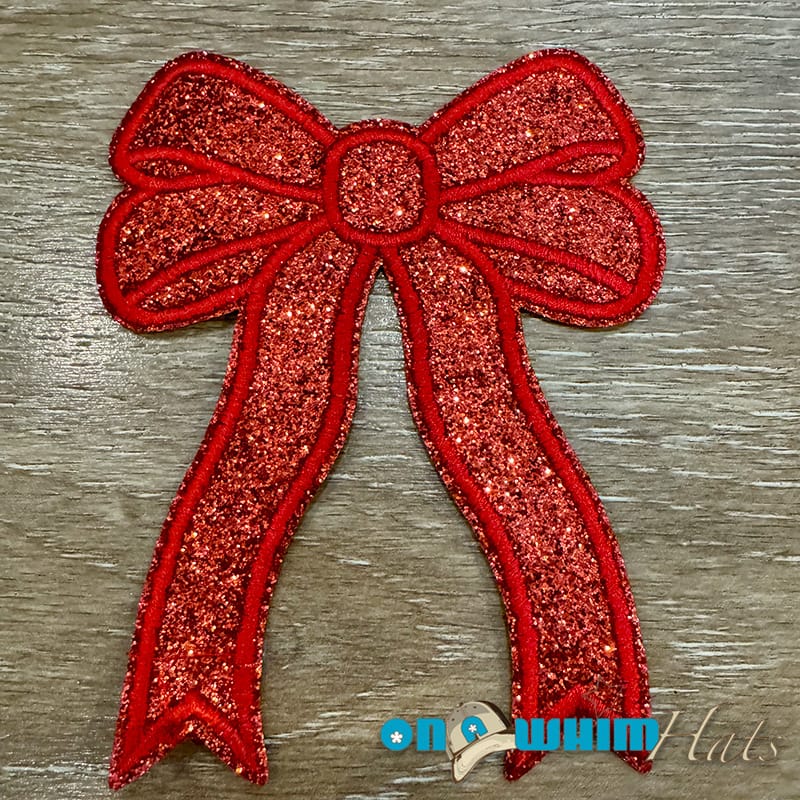 On A Whim Hats Large Red Bow Iron-On Patch