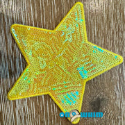 On A Whim Hats Large Yellow Sequin Star Iron-On Patch