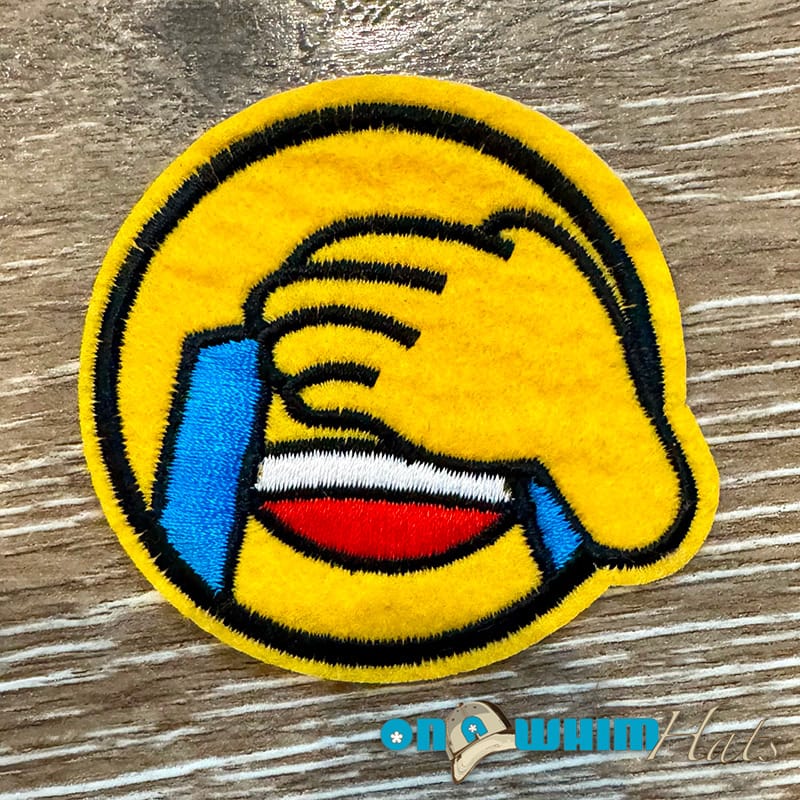 On A Whim Hats Laughing Emoji Embroidered Iron-On Patch