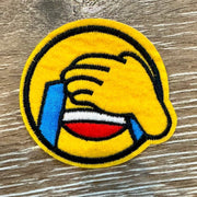 On A Whim Hats Laughing Emoji Embroidered Iron-On Patch