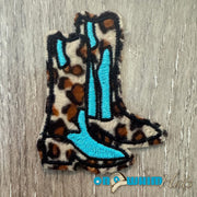 On A Whim Hats Leopard Boots Embroidered Iron-On Patch