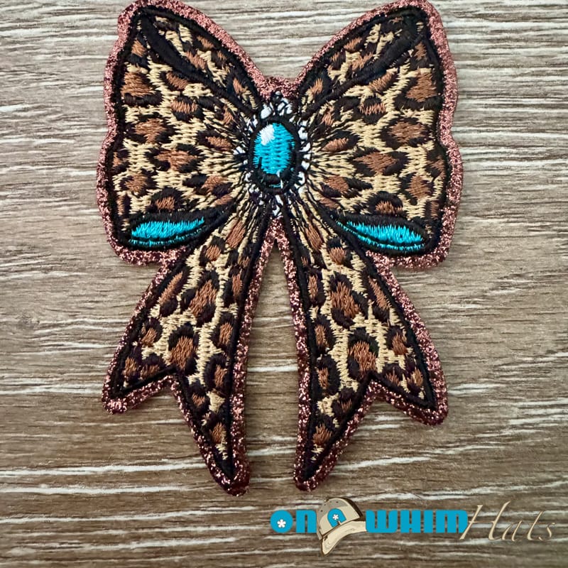 On A Whim Hats Leopard Bow Iron-On Patch