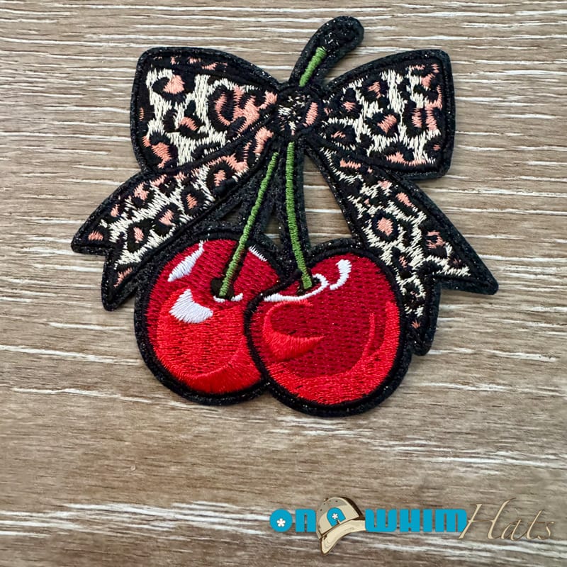 On A Whim Hats Leopard Cherries Iron-On Patch