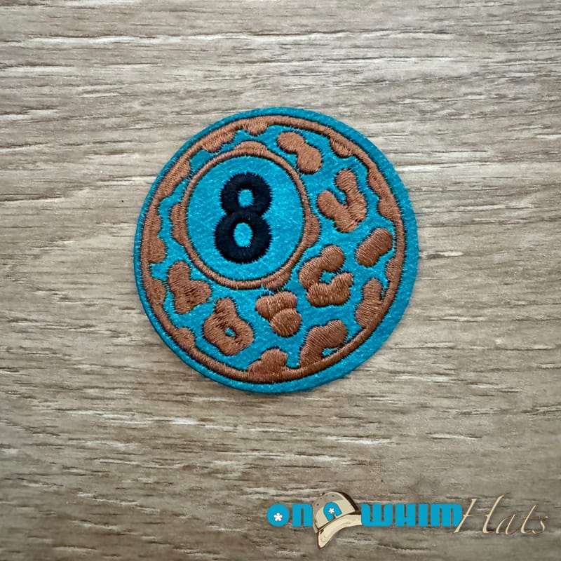 On A Whim Hats Leopard Eight Ball Iron-On Patch