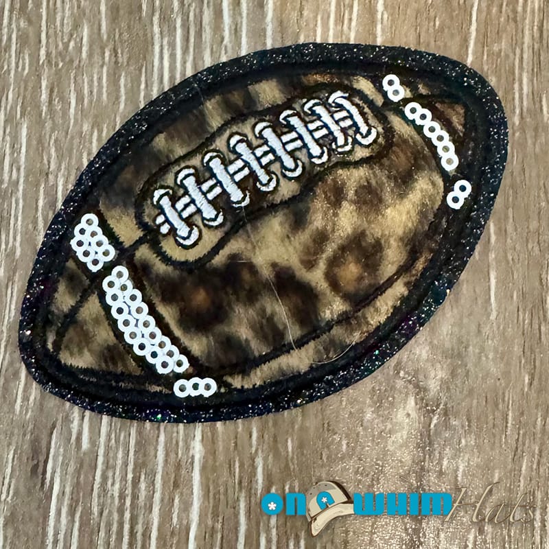 On A Whim Hats Leopard Football Embroidered Iron-On Patch