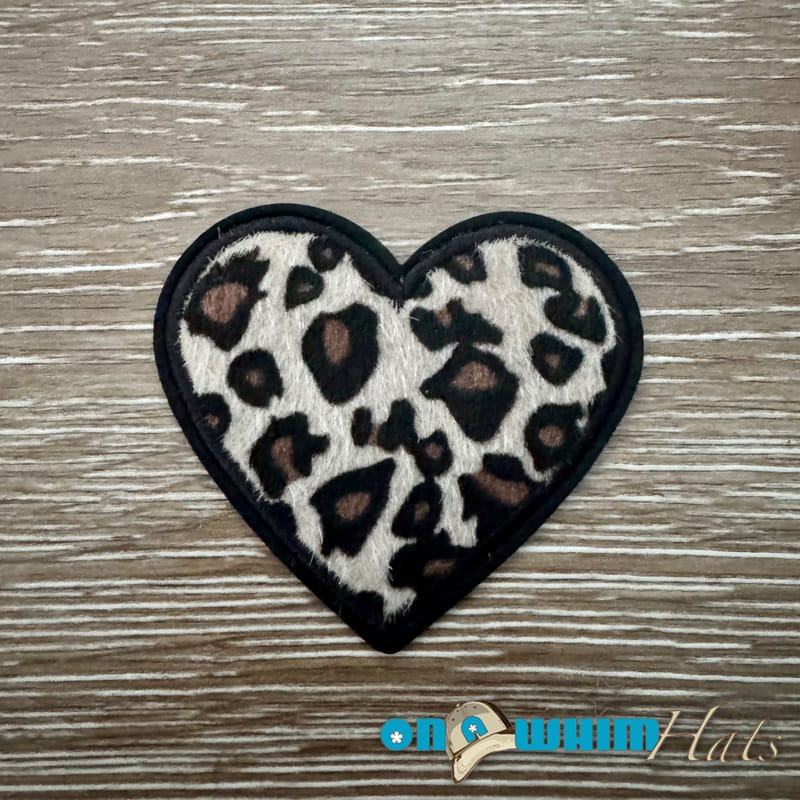 On A Whim Hats Leopard Heart Iron-On Patch