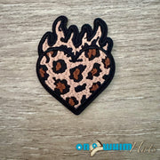 On A Whim Hats Leopard Heart Iron-On Patch