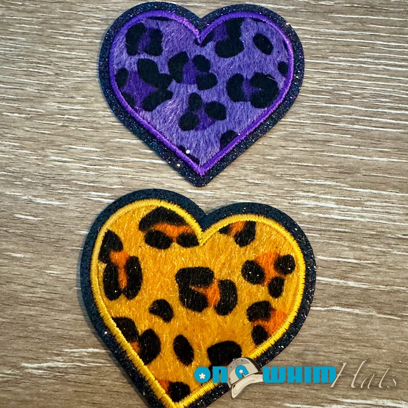 On A Whim Hats Leopard Hearts Iron-On Patch