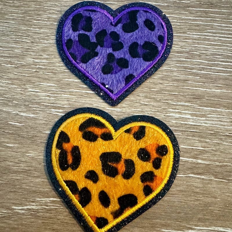 On A Whim Hats Leopard Hearts Iron-On Patch
