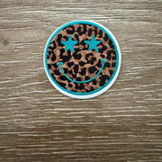 On A Whim Hats Leopard Smiley Iron-On Patch