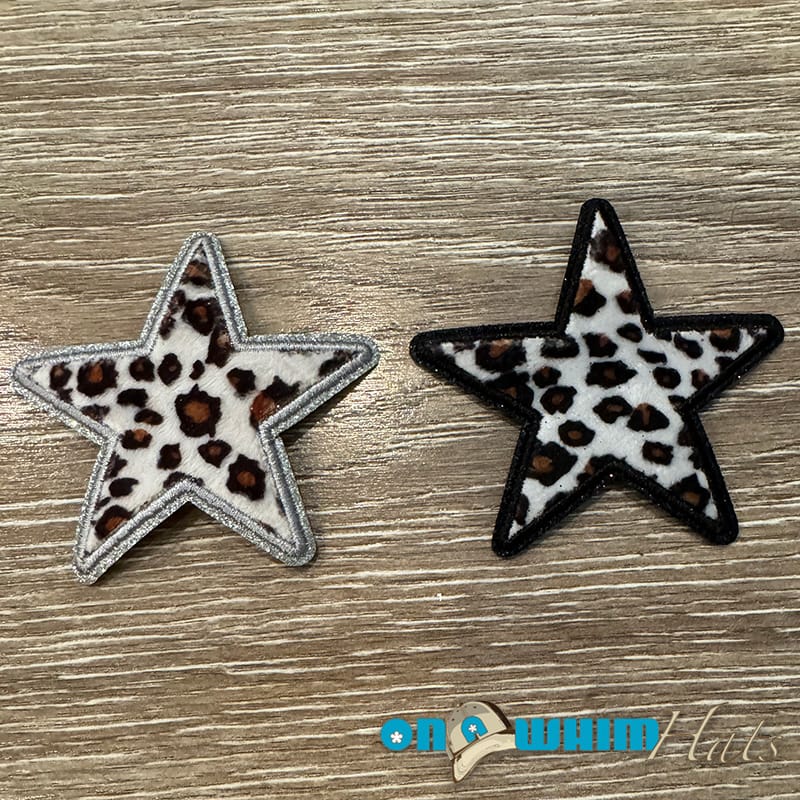 On A Whim Hats Leopard Star  Iron-On Embroidered Patch