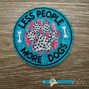 On A Whim Hats Less People More Dogs Iron-On Patch